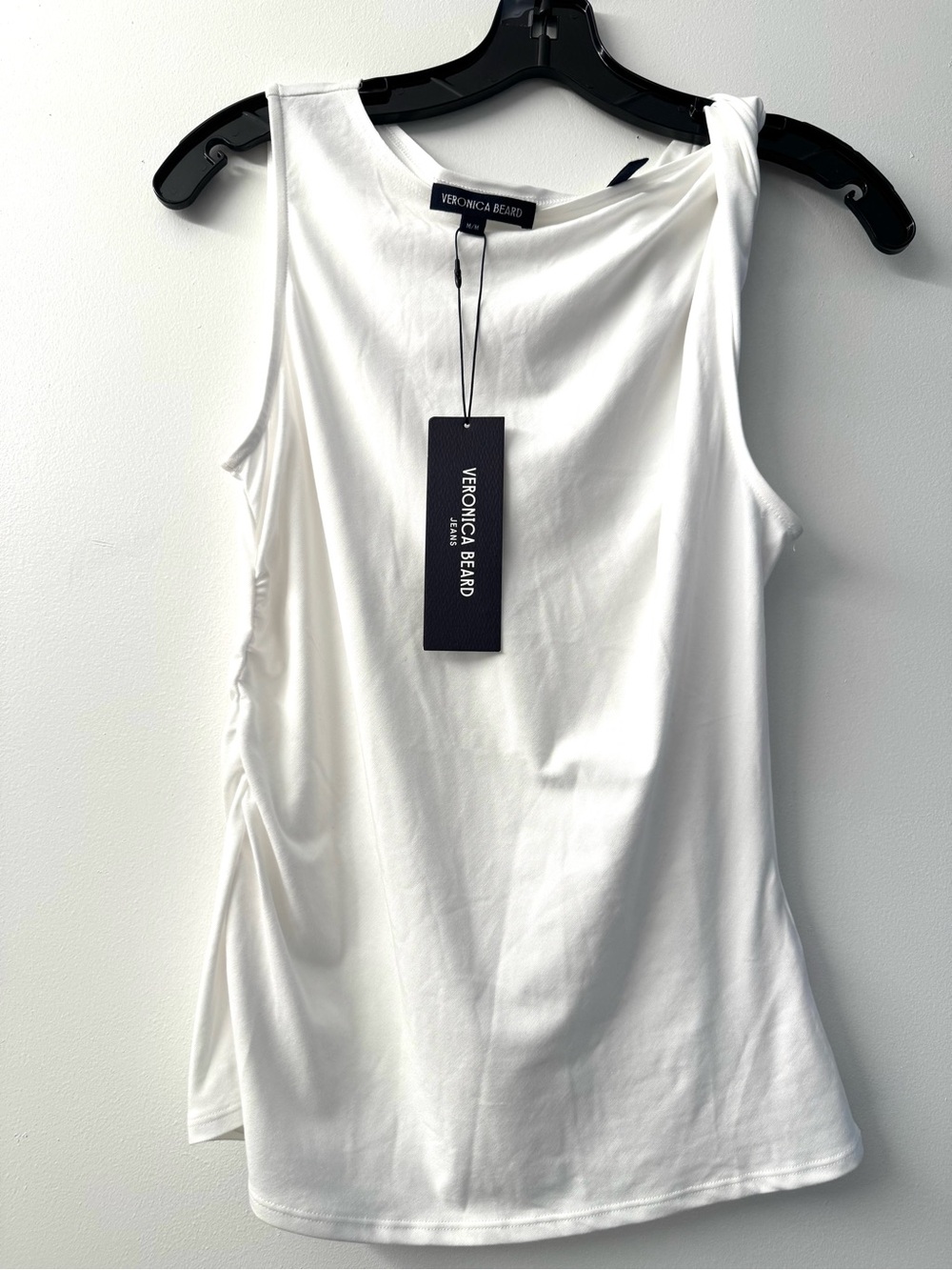 Veronica Beard Crisp White Sleeveless Scoop Tank